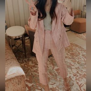 Dressed in Lala pink plaid suit